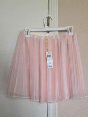 BCBGeneration Pink Pleated Mesh Mini Skirt